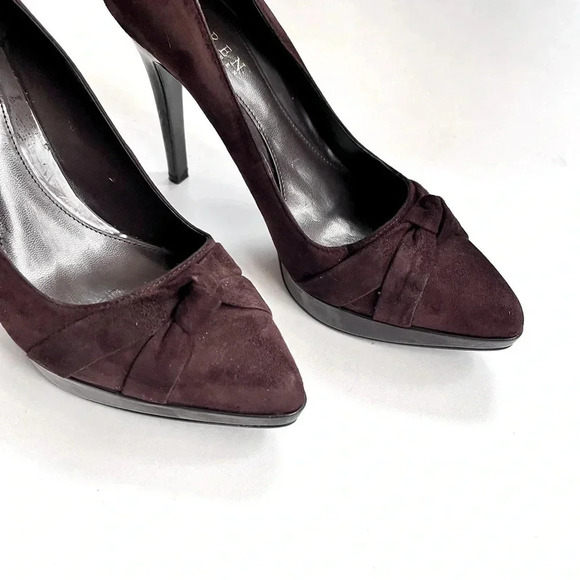 Lauren Ralph Lauren Chocolate Brown Suede Platform Pumps High Heels Size 7.5 - Picture 2 of 15